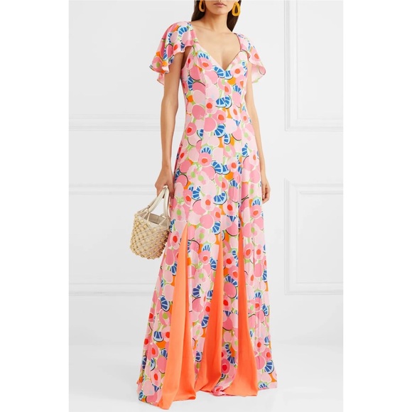 STAUD BAYA DRESS ABSTRACT PEACH BLOSSOM DRESS - Picture 2 of 13